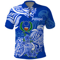 FSM Pohnpei State Polo Shirt Polynesian Floral Tribal LT9 Blue - Polynesian Pride