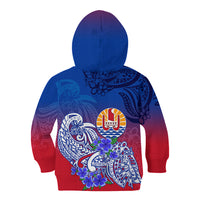 Tahiti Kid Hoodie Polynesian Floral Tribal LT9 Zip Hoodie Blue - Polynesian Pride