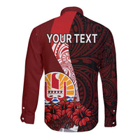 (Custom Personalised) Tahiti Long Sleeve Button Shirt Polynesian Coat Of Arm With Hibiscus LT9 - Polynesian Pride
