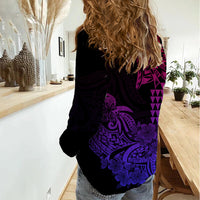 Hawaii Kakau Women Casual Shirt Polynesian Floral Tribal Gradient Version LT9 - Polynesian Pride