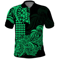 Hawaii Kakau Polo Shirt Polynesian Floral Tribal Green Version LT9 Green - Polynesian Pride