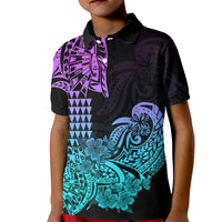 Hawaii Kakau Kid Polo Shirt Polynesian Floral Tribal Heliotrope Version LT9 Kid Heliotrope - Polynesian Pride