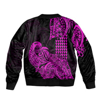 Hawaii Kakau Sleeve Zip Bomber Jacket Polynesian Floral Tribal Purple Version LT9 - Polynesian Pride