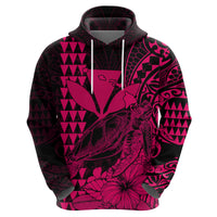 Custom Kakau Polynesian Tribal Hawaiian Turtle with Kanaka Maoli Pink Hoodie LT9 Zip Hoodie Pink - Polynesian Pride