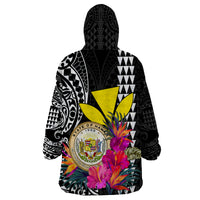 Kakau Tribal Hawaiian Kanaka Maoli Wearable Blanket Hoodie LT9 - Polynesian Pride