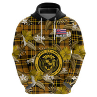 Hawaii State Hoodie Tropical Flowers Mix Tartan Gold Version LT14 Zip Hoodie Gold - Polynesian Pride