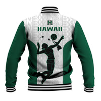 Hawaii Volleyball Baseball Jacket Hawaiian Kakau White Style LT14 - Polynesian Pride
