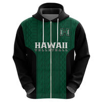Hawaii Volleyball Hoodie Hawaiian Kakau Green Style LT14 - Polynesian Pride