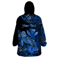 (Custom Personalised) Hawaii Monk Seal Wearable Blanket Hoodie Polynesian Kakau With Kanaka Blue LT14 - Polynesian Pride