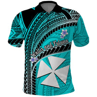 Custom Wallis and Futuna Polo Shirt Plumeria Flowers With Turquoise Polynesian Pattern LT14 Turquoise - Polynesian Pride