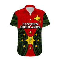 Papua New Guinea Hawaiian Shirt Eastern Highlands Province Mix Coat Of Arms Polynesian Art LT14 - Polynesian Pride