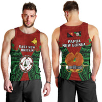 Papua New Guinea Men Tank Top East New Britain Province Mix Coat Of Arms Polynesian Art LT14 - Polynesian Pride