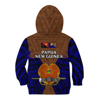 Papua New Guinea Kid Hoodie Manus Province Mix Coat Of Arms Polynesian Art LT14 Zip Hoodie Brown - Polynesian Pride