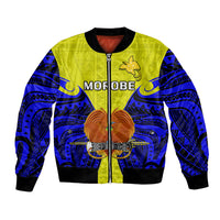 Papua New Guinea Bomber Jacket Morobe Province Mix Coat Of Arms Polynesian Art LT14 Unisex Yellow - Polynesian Pride