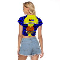 Papua New Guinea Raglan Cropped T Shirt Morobe Province Mix Coat Of Arms Polynesian Art LT14 - Polynesian Pride