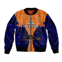 Papua New Guinea Sleeve Zip Bomber Jacket New Ireland Province Mix Coat Of Arms Polynesian Art LT14 Unisex Orange - Polynesian Pride
