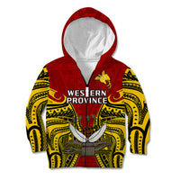 (Custom Personalised) Papua New Guinea Kid Hoodie Western Province Mix Coat Of Arms Polynesian Art LT14 - Polynesian Pride