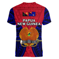 Papua New Guinea Women V Neck T Shirt West New Britain Province Mix Coat Of Arms Polynesian Art LT14 - Polynesian Pride