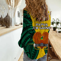 Papua New Guinea Women Casual Shirt Hela Province Mix Coat Of Arms Polynesian Art LT14 - Polynesian Pride