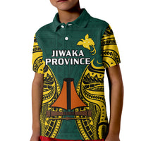 Papua New Guinea Kid Polo Shirt Jiwaka Province Mix Coat Of Arms Polynesian Art LT14 Kid Green - Polynesian Pride
