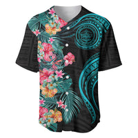 Palau Baseball Jersey Tropical Flowers With Polynesian Pattern LT14 - Polynesian Pride