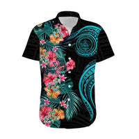 Palau Hawaiian Shirt Tropical Flowers With Polynesian Pattern LT14 - Polynesian Pride