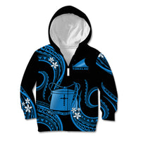 Tokelau Kid Hoodie Tokelauan Tatau With Badge Blue LT14 - Polynesian Pride