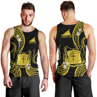 Tokelau Men Tank Top Tokelauan Tatau With Badge Yellow LT14 - Polynesian Pride