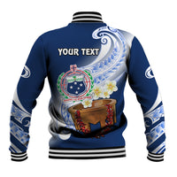 (Custom Personalised) Samoa Baseball Jacket Ula Fala Kava Bowl Plumeria Polynesian Blue LT14 - Polynesian Pride