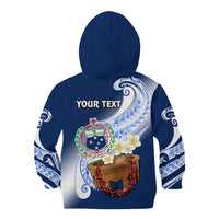 (Custom Personalised) Samoa Kid Hoodie Ula Fala Kava Bowl Plumeria Polynesian Blue LT14 - Polynesian Pride