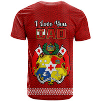 Tonga Fathers Day T Shirt Red Tongan Ngatu I Love You Dad LT14 - Polynesian Pride