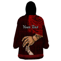 (Custom Personalised) Tonga Fathers Day Wearable Blanket Hoodie Black Tongan Ngatu I Love You Dad LT14 - Polynesian Pride