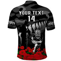 (Custom Text and Number) New Zealand ANZAC Rugby Polo Shirt Silver Fern All Black Camouflage Mix Poppy LT14 - Polynesian Pride