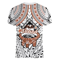 Fiji Tanoa Women V Neck T Shirt Kava Bowl Fijian Tapa Brown Pattern LT14 - Polynesian Pride