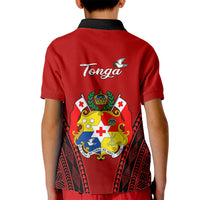 Tonga Heilala Flowers Kid Polo Shirt Tongan Ngatu Black Special Verison LT14 - Polynesian Pride