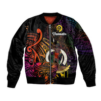 (Custom Personalised) Vanuatu Bomber Jacket Kava Bowl Mix Polynesian Gradient Style LT14 Unisex Black - Polynesian Pride