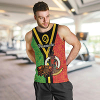(Custom Personalised) Vanuatu Men Tank Top Kava Bowl Mix Sand Drawing Flag Style LT14 - Polynesian Pride