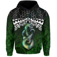 New Zealand Maori Hoodie, Poutama Manaia Paua Shell Pullover Hoodie - Polynesian Pride