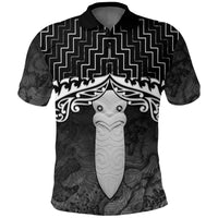 New Zealand Maori Polo Shirt, Poutama Taiaha Mauri Golf Shirt Black Unisex Black - Polynesian Pride