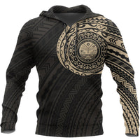 Marshall Islands Micronesia Hoodie Marshall Islands Micronesia Seal Polynesian Tattoo Style Unisex Black & GOLD - Polynesian Pride
