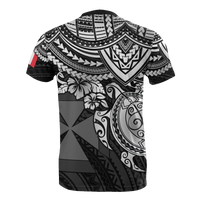 Wallis and Futuna Polynesian T Shirt Wallis and Futuna Coat of Arms White Turtle Hibiscus - Polynesian Pride