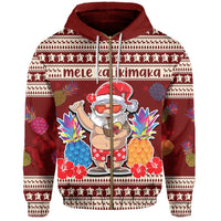 Hawaii Santa Claus Pineapple Pattern Hoodie Zip Dry Style - Polynesian Pride