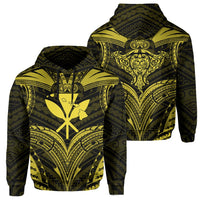 Polynesian Kanaka Shark Turtle Manta Ray Map of Hawaii Hoodie Yellow Unisex Yellow - Polynesian Pride