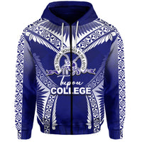 Custom Tupou College Zip Hoodie Blue Style LT6 Unisex Blue - Polynesian Pride