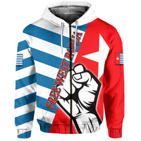 Free West Papua Zip up Hoodie Clenched Hands Flag LT6 Unisex Blue - Polynesian Pride