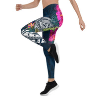 American Samoa Leggings - Polynesian Hibiscus with Summer Vibes - Polynesian Pride