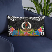 Vanuatu Pillow - Coat Of Arms With Tropical Flowers - Polynesian Pride