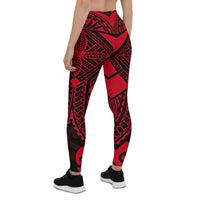 Samoa Polynesian Leggings - Samoa Red Seal with Polynesian Tattoo - Polynesian Pride