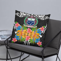 Samoa Pillow - Coat Of Arms With Tropical Flowers - Polynesian Pride