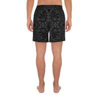 Polynesian Kakau Turtle Gray Men's Athletic Long Shorts - Polynesian Pride
